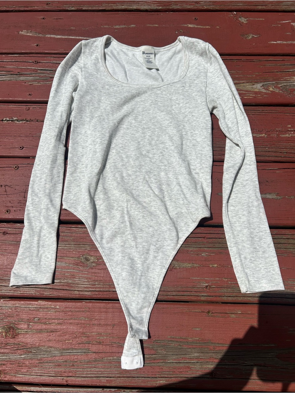 Unknown Brand Heather Gray Long Sleeve Scoop Neck Bodysuit